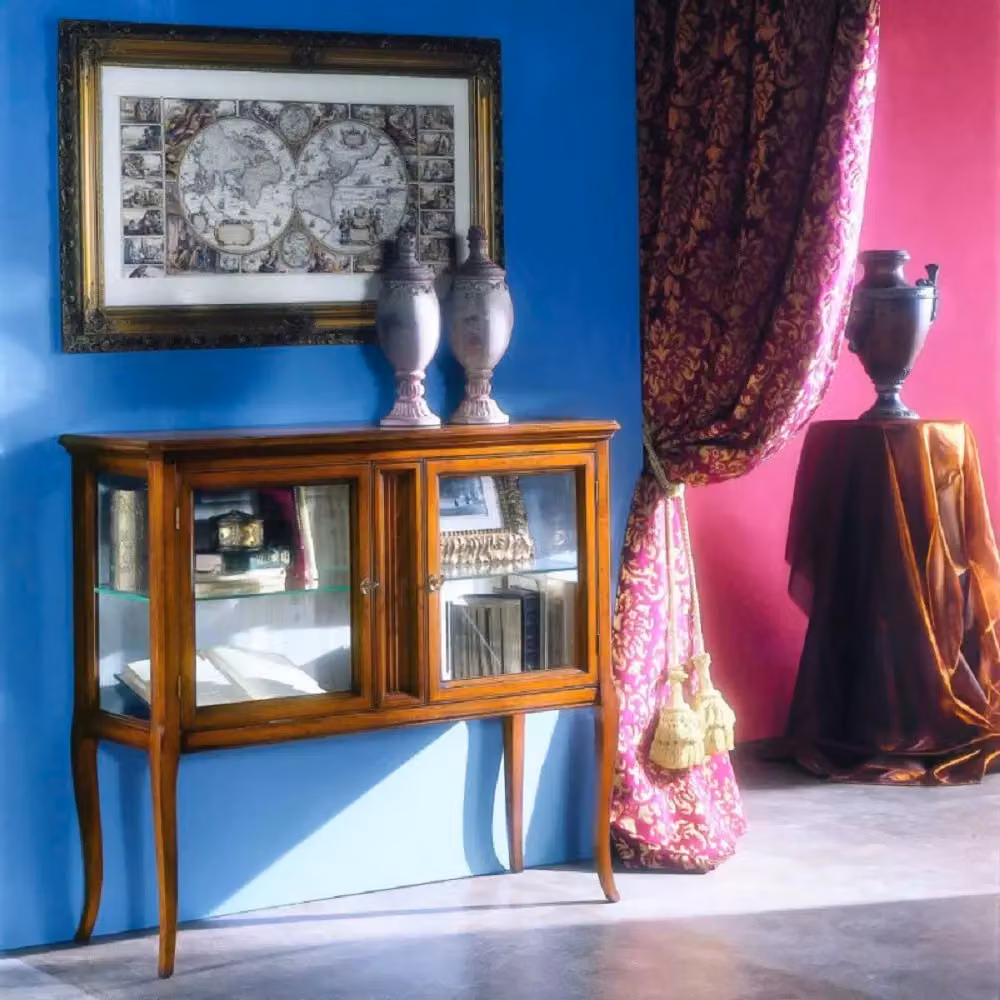 Vetrina classica in legno con ante in vetro Mobili 2G finitura bassano L: 110 cm, P: 40 cm, H: 100 cm – 3