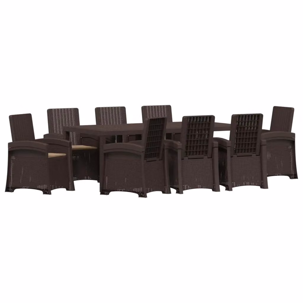Set da pranzo da giardino moderno vidaXL in rattan color marrone e beige, 9 pezzi – 2
