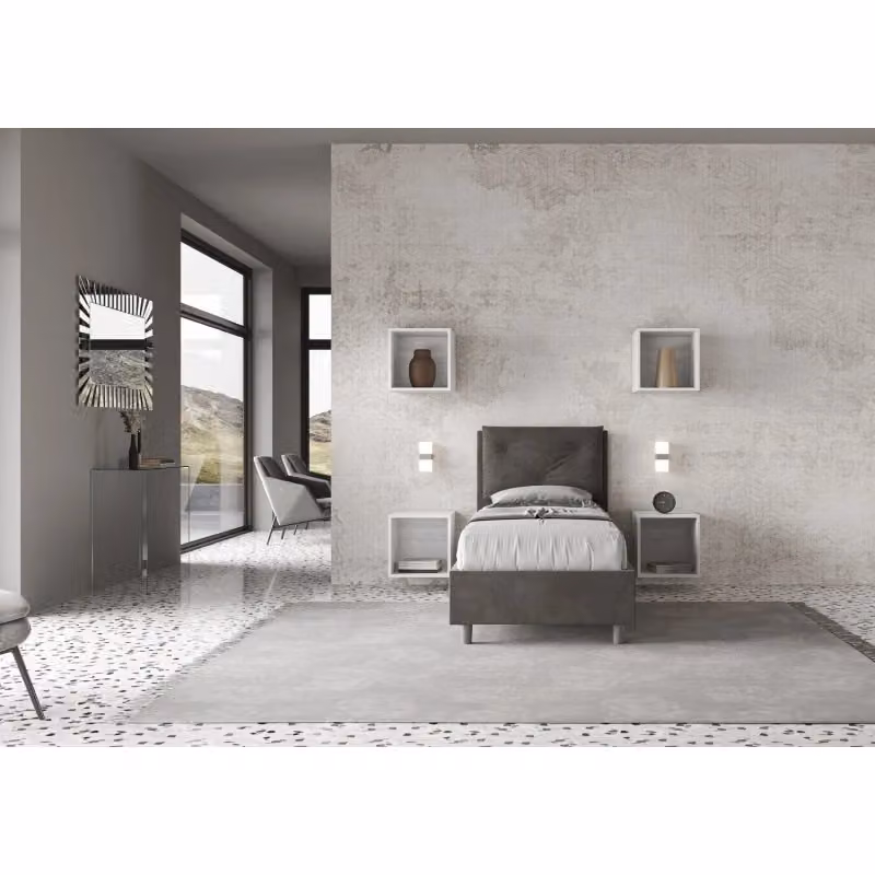 Letto imbottito singolo Appia Ityhome in microfibra grigio L/P/H: 80 x 210 x 110 cm – 2