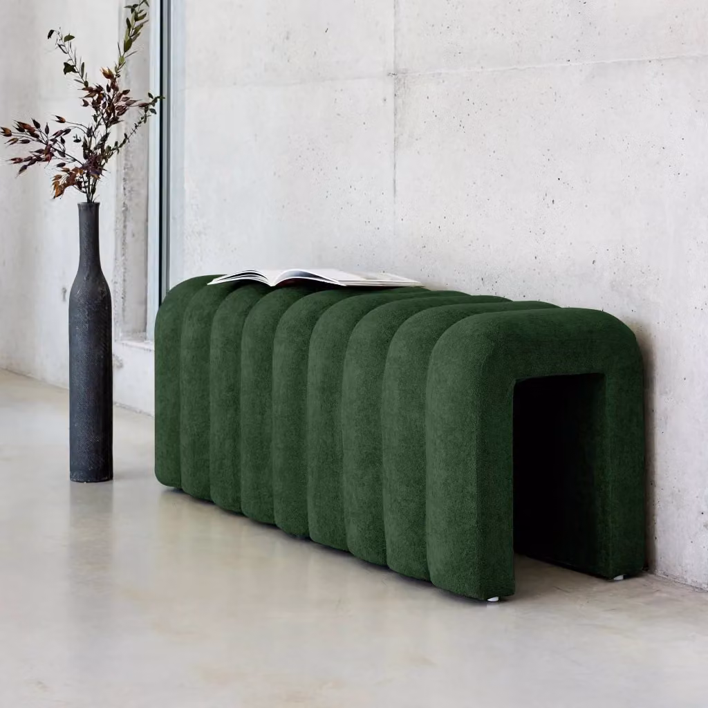 Panca fine letto moderna Sweeek in tessuto verde scuro – 2