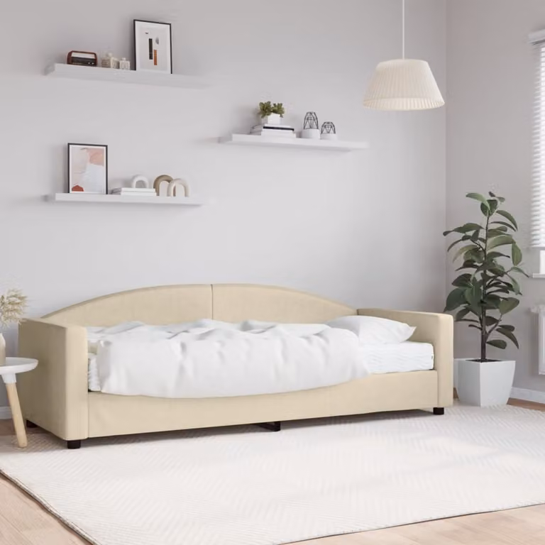 Maison Exclusive - Divano letto con materasso color crema 80x200 cm in tessuto