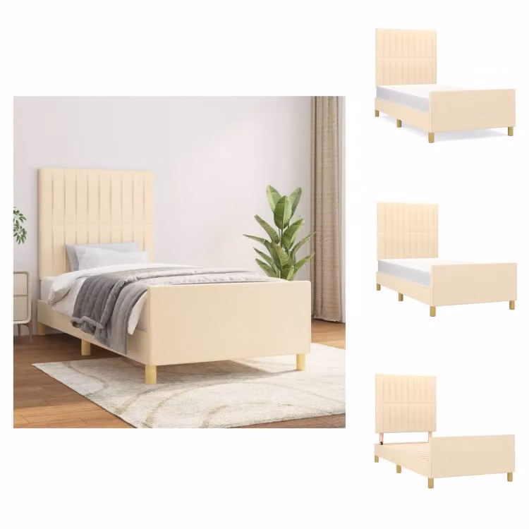 vidaXL Struttura letto con testiera in tessuto crema 90x190 cm - Letti e strutture letto