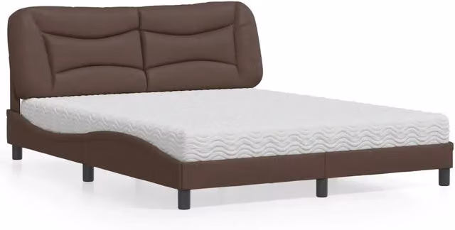 Letto con Materasso Hvar Marrone 160x200cm in Similpelle 3208733