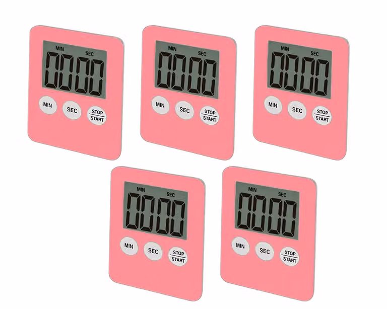 Set di 5 timer digitali, sveglie, rosa