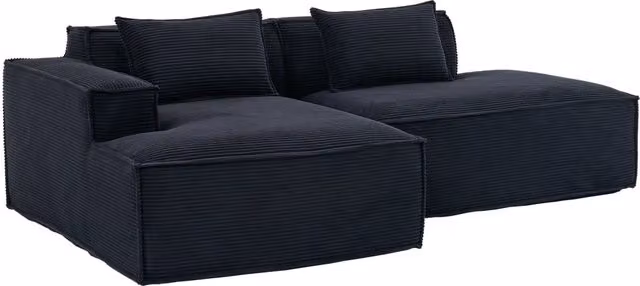 Divano tessile economico da 235 cm con due cuscini e molle insacchettate, design moderno e semplice ideale per piccoli spazi