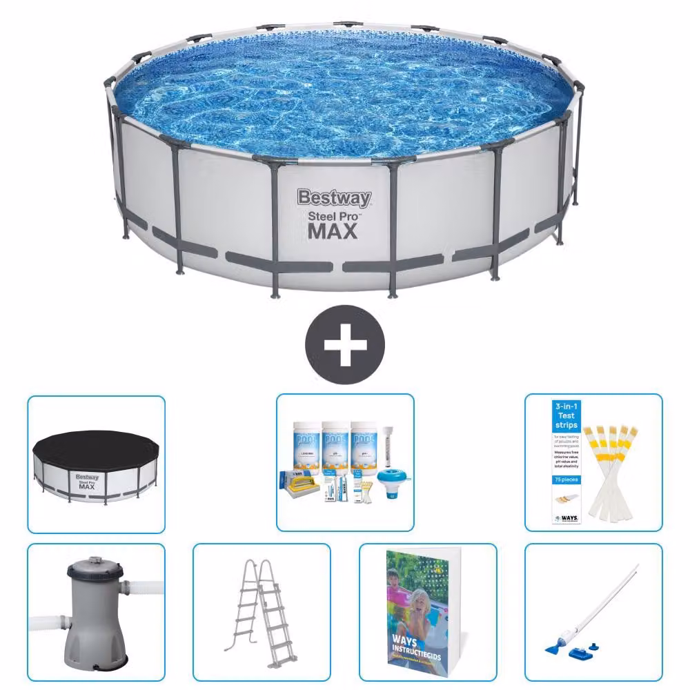 Piscina gonfiabile Bestway Steel Pro MAX, rotonda, 488x122 cm, composta da 6 parti, modello S658