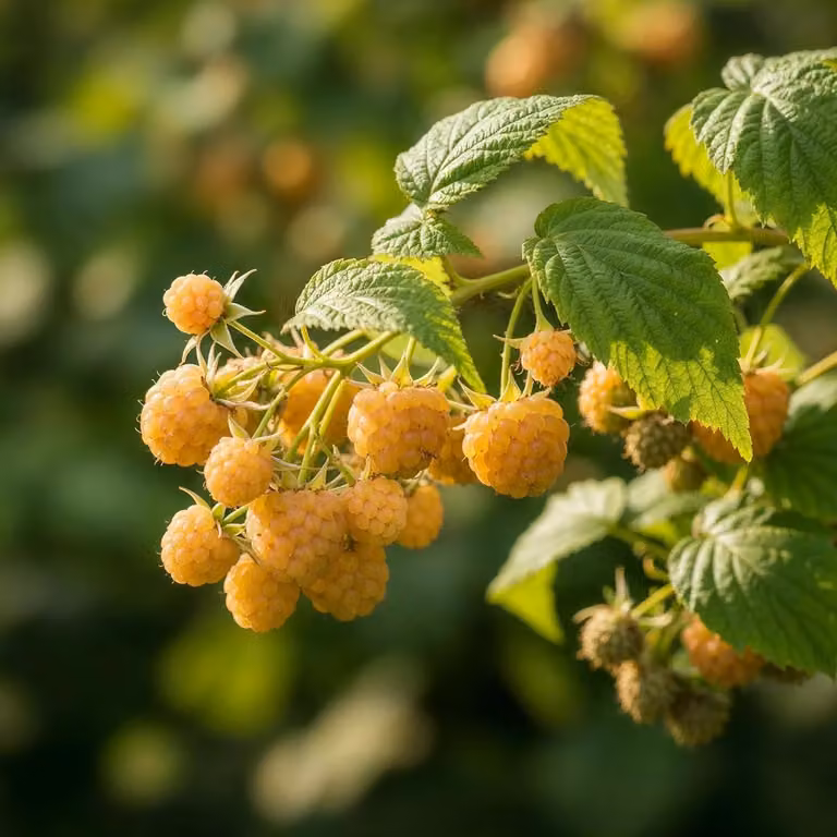 Lampone "Fallgold" giallo - 3 piante - Resistente al freddo e perenne - Piante vere provenienti dall'Olanda - adatte per giardino e aiuole ornamentali commestibili - senza semi, non artificiali