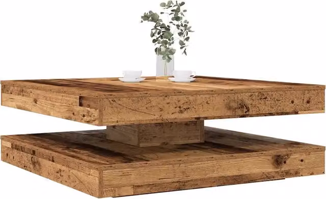Tavolino da Caffè Girevole a 360 Gradi Antico 90x90x34,5 cm 3321358