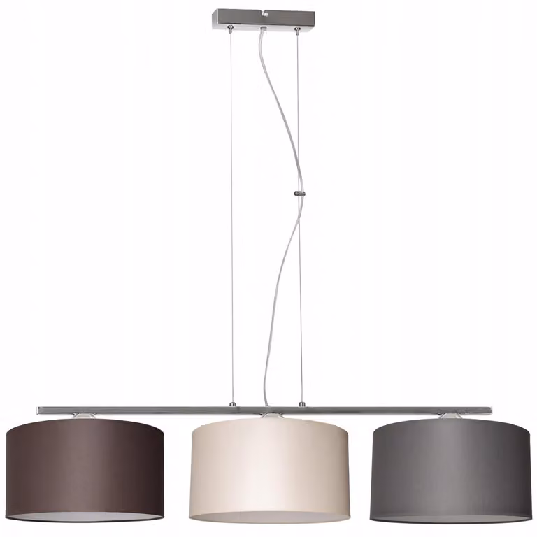 Lampada a sospensione moderna con paralume in tessuto e finiture cromate, lampada da soffitto a LED di design, illuminazione elegante per soggiorno, camera da letto, cucina e sala da pranzo