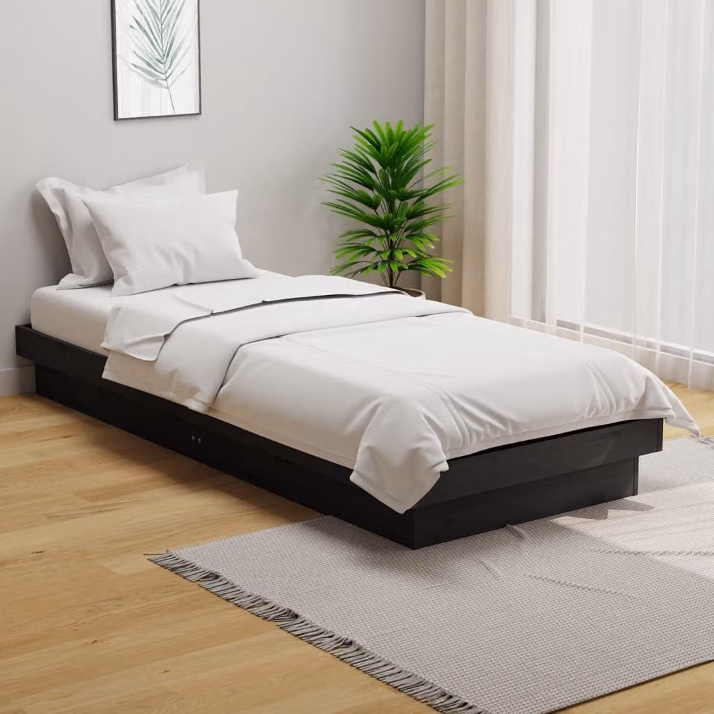 The Living Store Letto in legno massiccio grigio 75x190 cm