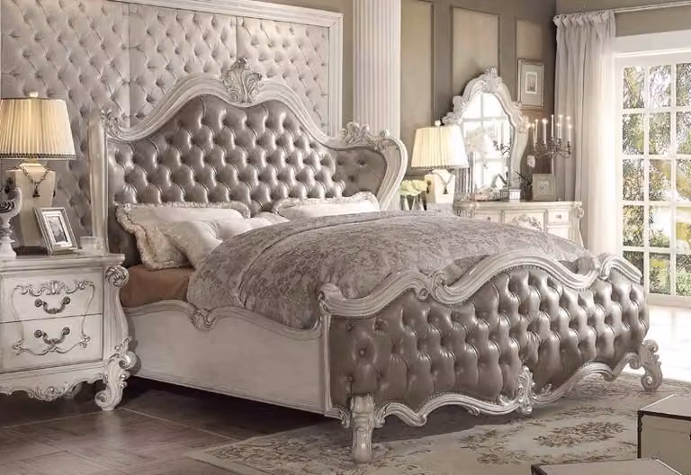 Designer Bett Schlafzimmer Betten Leder Hotel Polster Chesterfield Kingsize