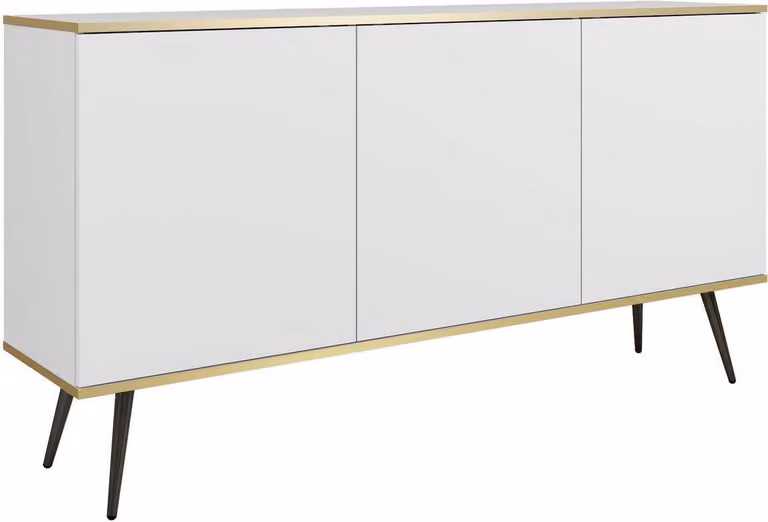 FURNLUX Credenza Oro White Und Black 160cm / Hauptfarbe: Weiß / Dimensioni: 160 x 39 x 85 cm