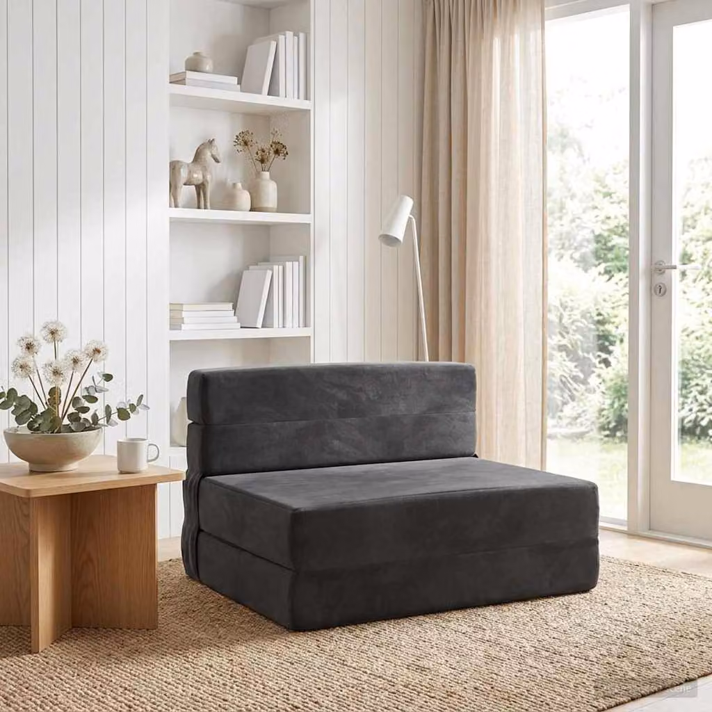vidaXL Divano Letto Pieghevole Moderno Grigio in Tessuto L: 70 cm, P: 72 cm, H: 60 cm