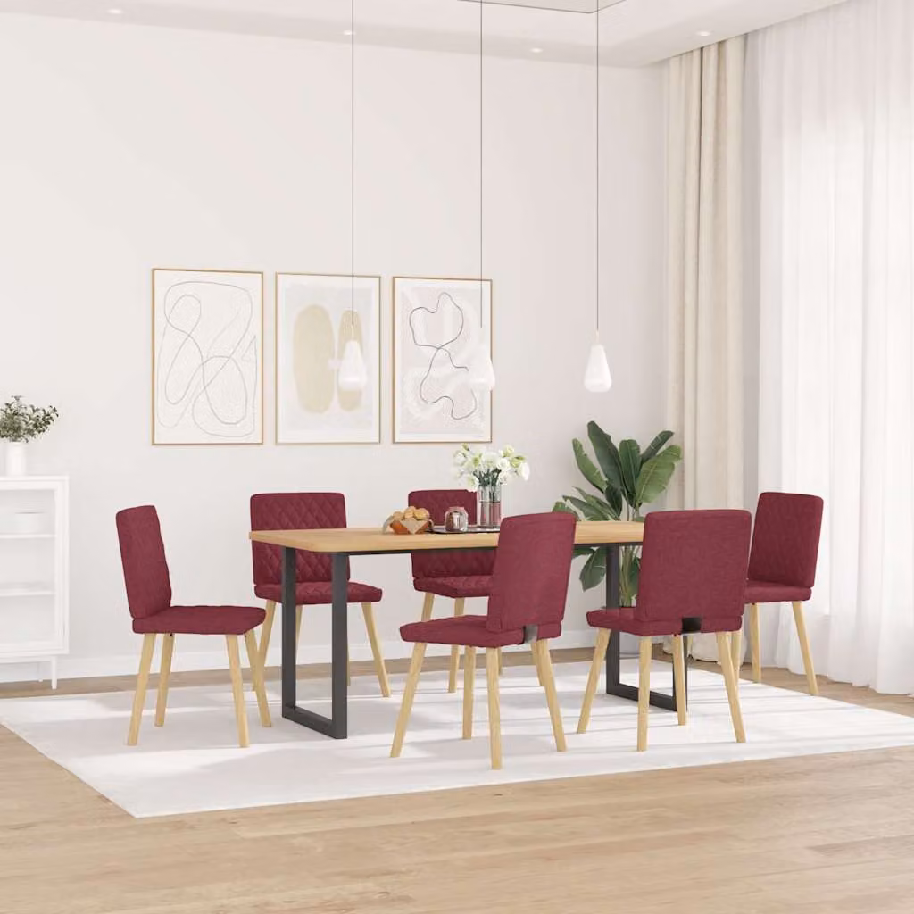 vidaXL Sedie da Pranzo 6 pz Rosso Vino in Tessuto