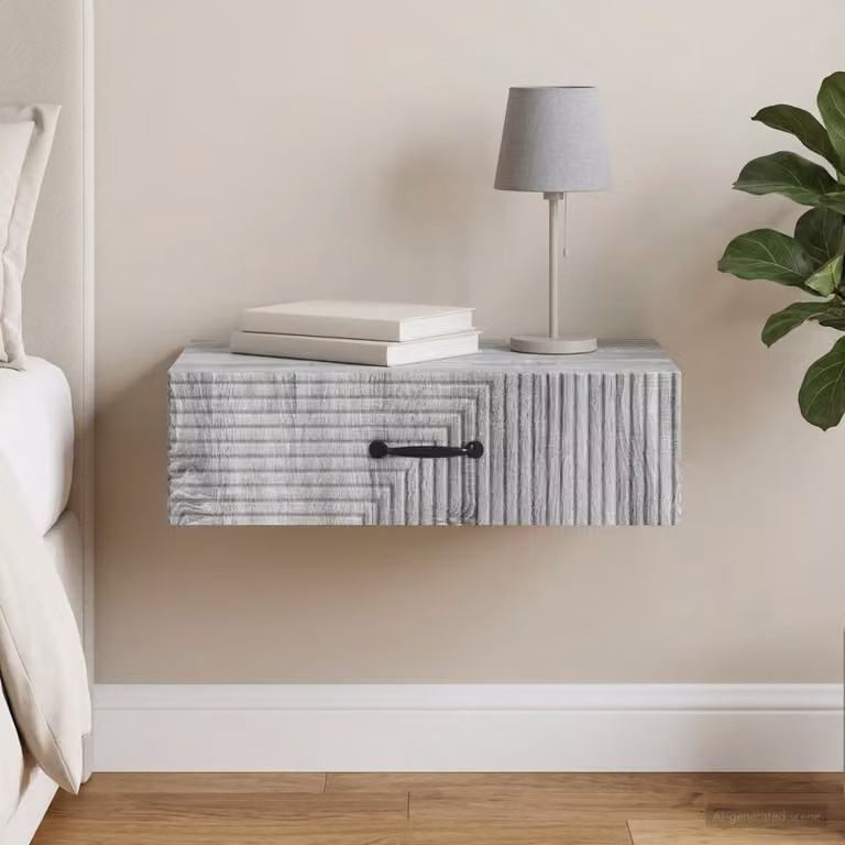 vidaXL Tavolino da Parete Laterale Grigio L: 59 cm, P: 34,5 cm, H: 17 cm