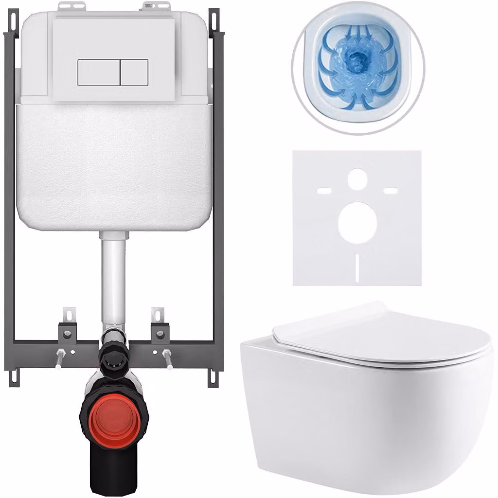 CERANO - Set WC da incasso Felci - bianco lucido - pulsante Prime/Modulo, bianco - da incasso - 53x37 cm