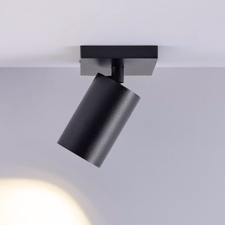 Deko-Light Faretto da soffitto CAN TILT, nero, 11 x 9 cm, a 1 luce, metallo GU10 dimmerabile, Nero, Soggiorno / Sala da pranzo, Alluminio, Faretto