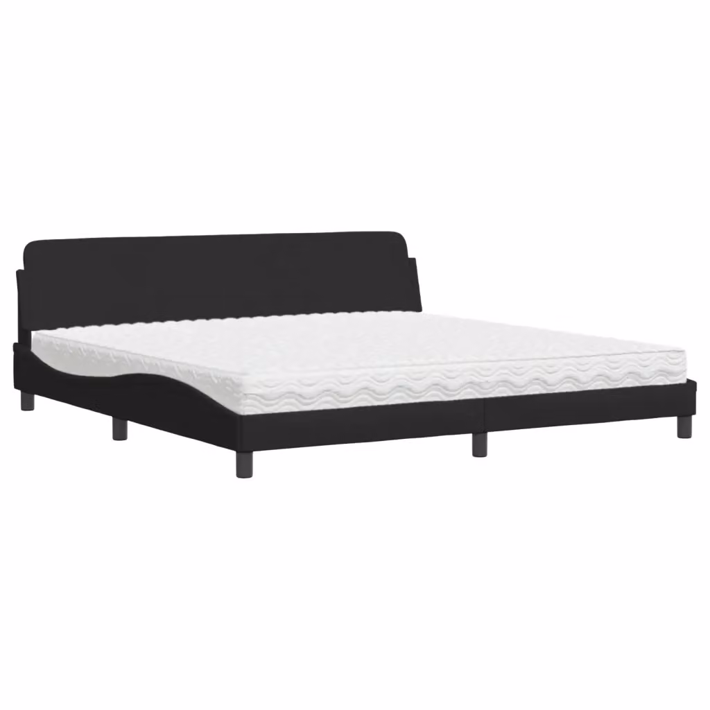 Letto con Materasso Dover vidaXL in Tessuto Nero e Bianco L/P/H: 200 x 200 x 205 cm – 2