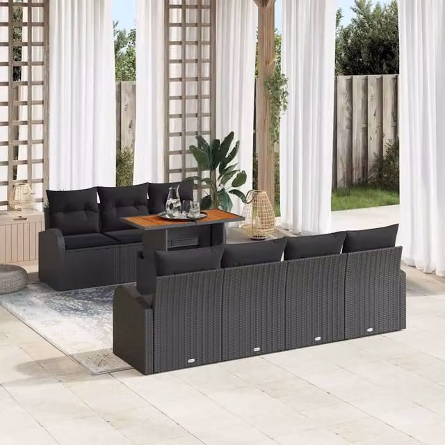 Set Divano da Giardino 8 pz Nero 3349547