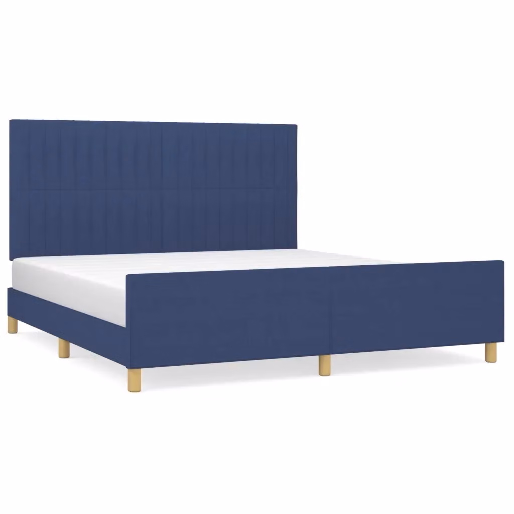 vidaXL Giroletto senza Materasso Blu in Tessuto con Struttura in Legno di Larice L/P/H: 160 x 200 x 128 cm – 2