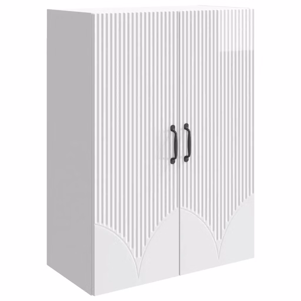 Mobiletto a muro bianco lucido vidaXL con ante a battente e ripiani interni L/P/H: 66 x 34,5 x 90 cm – 2