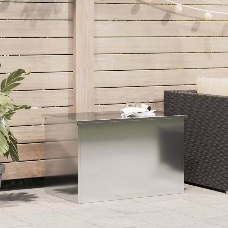 Cassa per cuscini da giardino vidaXL in acciaio zincato argento L 80 cm, P 50,5 cm, H 50 cm