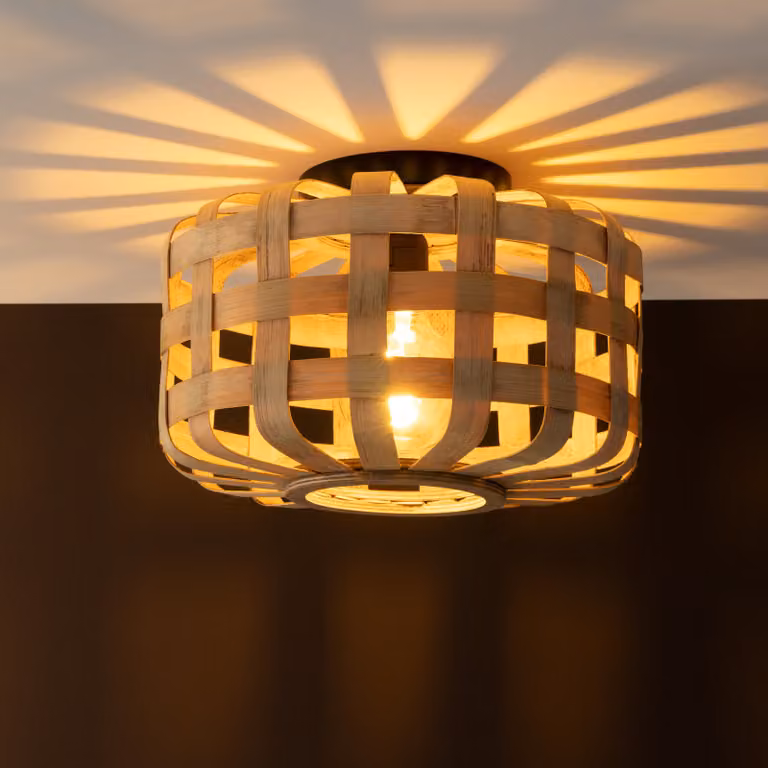 Lampada da soffitto BRILLIANT WOODLINE | Altezza 25 cm, Ø 36 cm | 1x E27, max. 60 W | Bambù/metallo