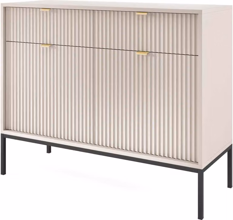 FURNLUX Credenza Avon Beige e Nero 104cm / Colore principale: Beige / Dimensioni: 104 x 83 x 39 cm
