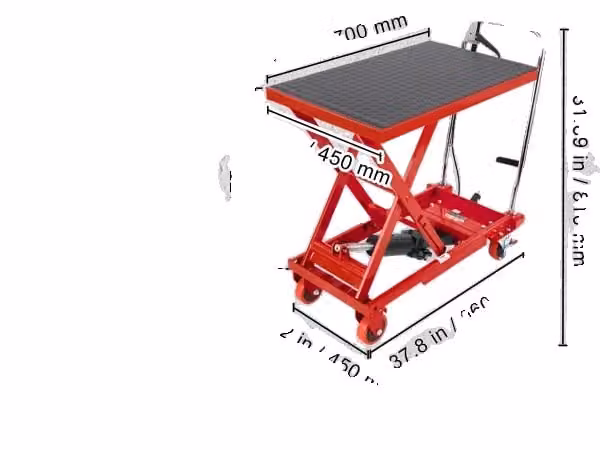 Carrello elevatore idraulico, portata 330/500 libbre, base antiscivolo, rosso 500 libbre