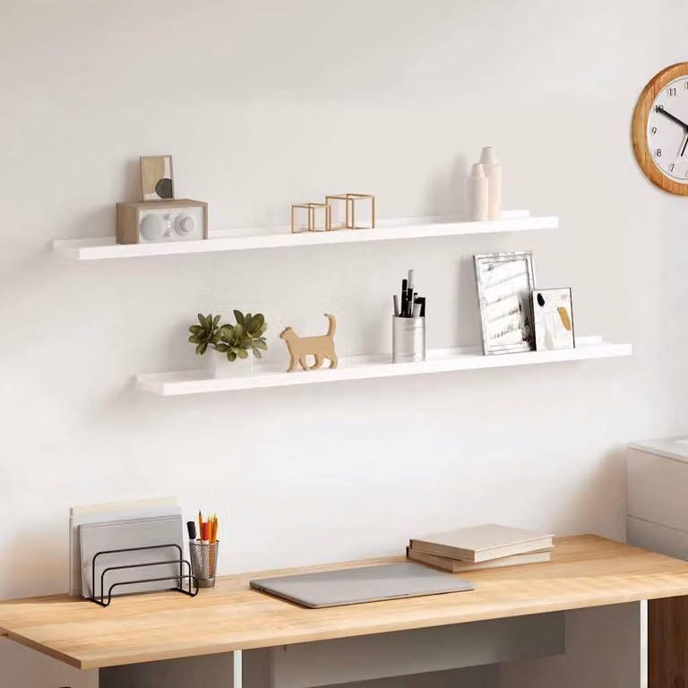 vidaXL Set di 2 Mensole da Parete Bianche in MDF L 100 cm