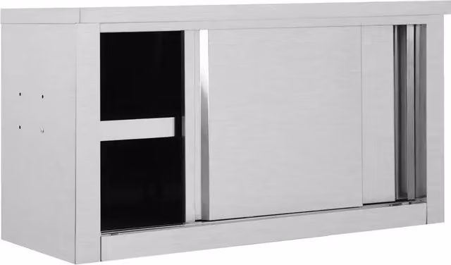 Pensile da cucina DESIGN IN con ante scorrevoli in metallo argento, L 90 x P 40 x H 50 cm