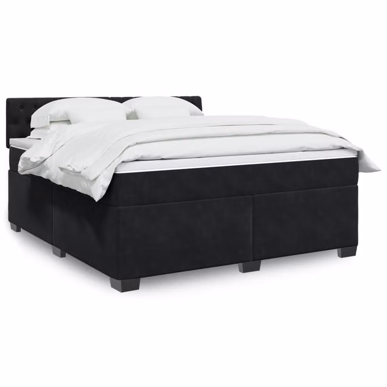 vidaXL Giroletto a Molle con Materasso in Velluto Nero L: 180 cm, P: 200 cm