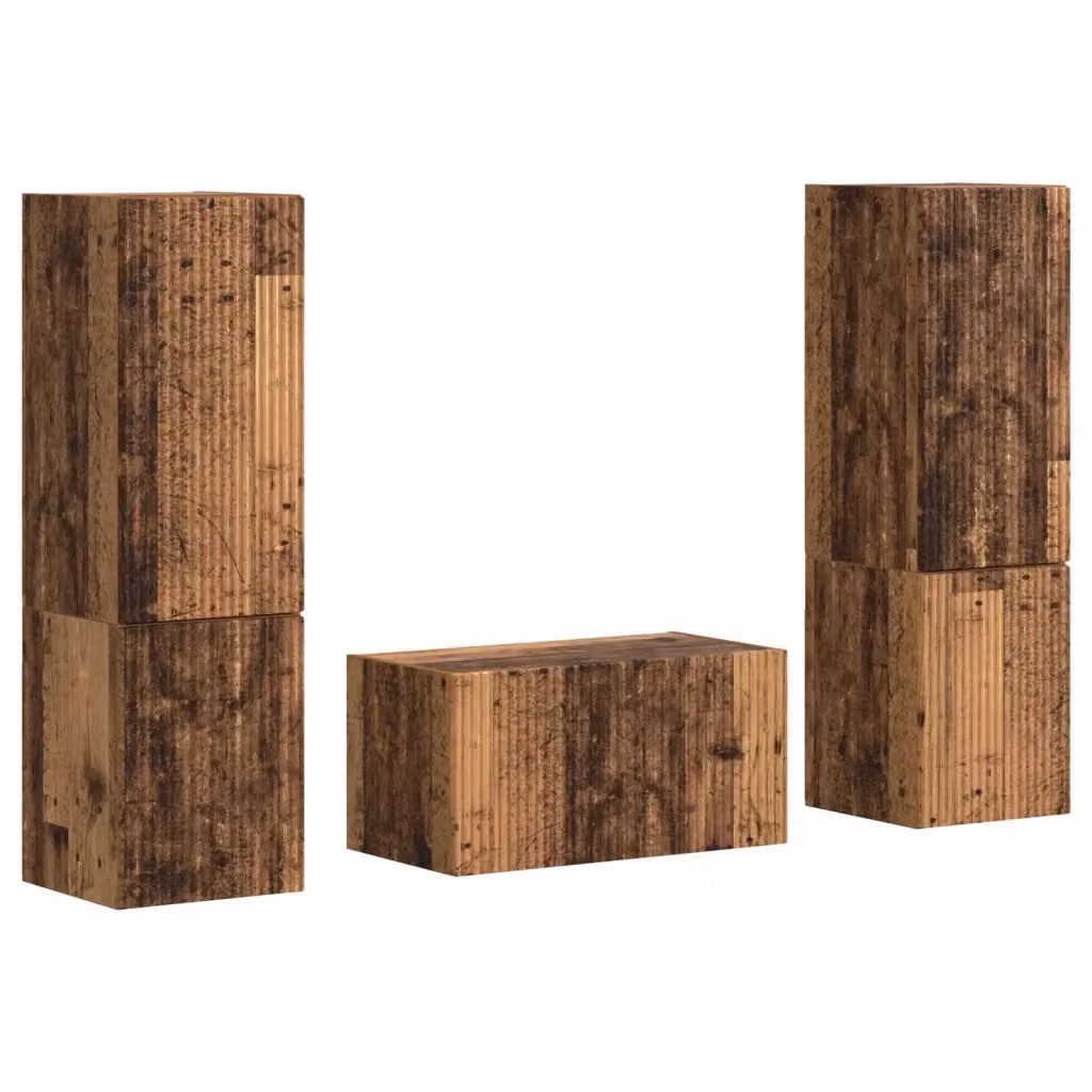Set mobile TV moderno vidaXL in legno marrone da 5 pezzi con vani multimediali – 2
