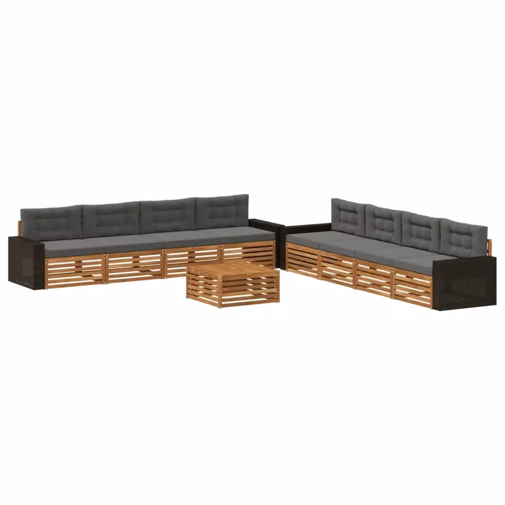 Set di divani da esterno 9 pezzi vidaXL in legno di acacia con tavolino da caffè, colore beige e antracite – 2