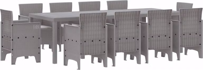 Set da Pranzo per Giardino 11 pcs Grigio chiaro Polipropilene