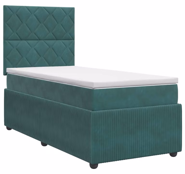 Letto a molle con materasso verde scuro 100 x 200 cm in velluto