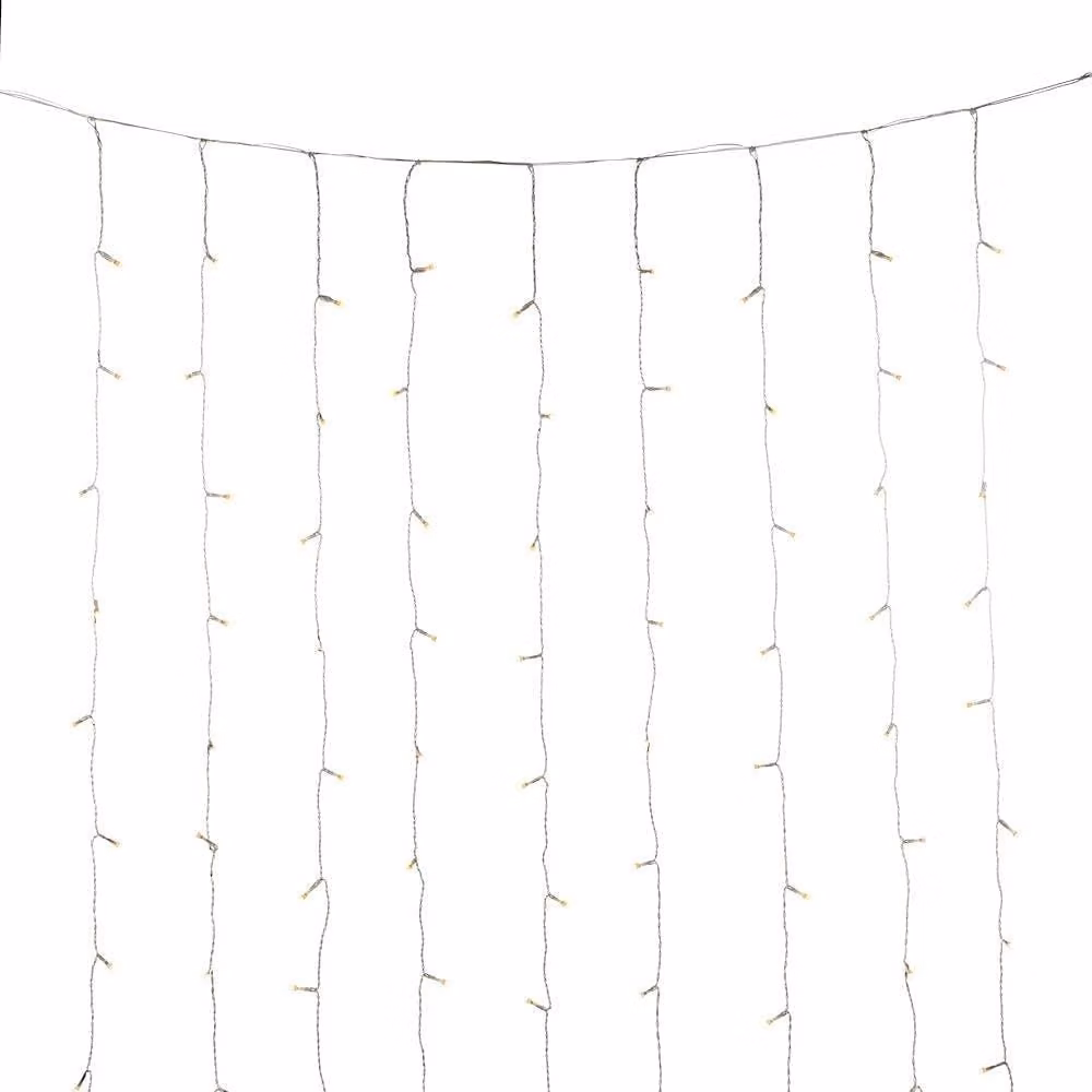 Tenda luminosa a LED, 2x2 metri, luce bianco caldo, grado di protezione IP44, cavo trasparente