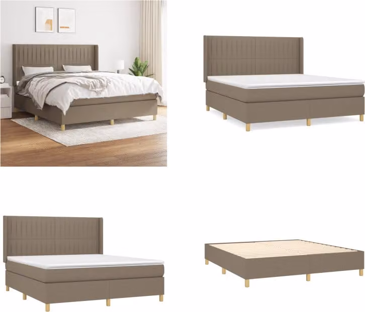 vidaXL Letto boxspring con materasso Taupe 180x200 cm in tessuto - Letto boxspring - Boxspringbetten - Bett - Schlafzimmermöbel