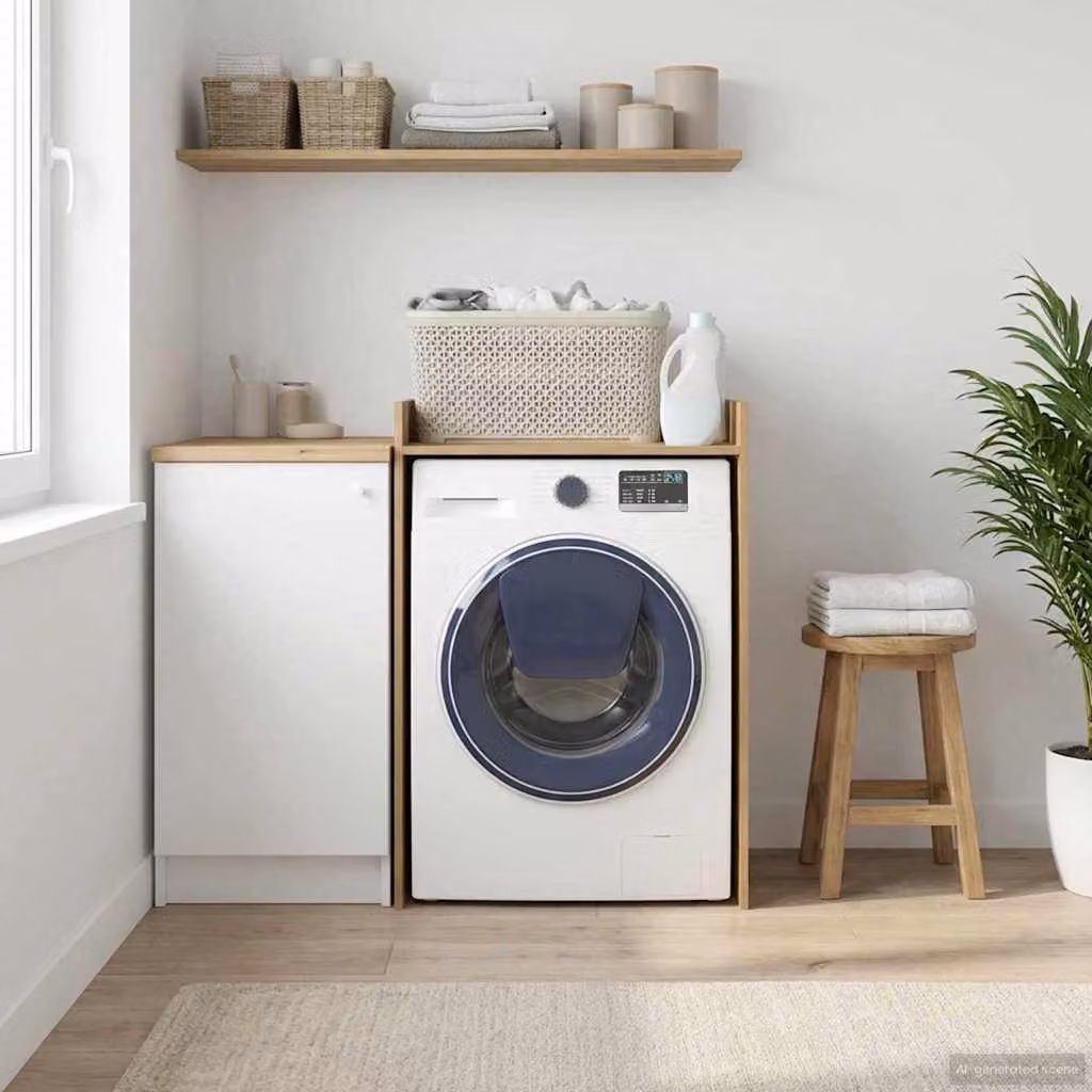 vidaXL Mobiletto per lavatrice moderno in legno Rovere, L: 67,5 cm, P: 62 cm, H: 97 cm