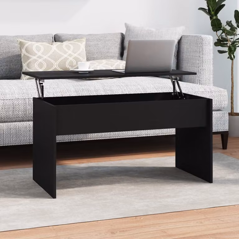 Tavolino The Living Store nero 102x50,5x52,5 cm in materiale ligneo