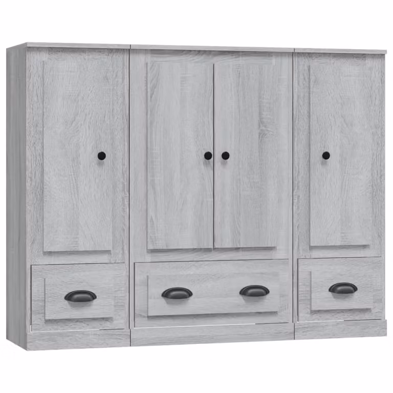 Credenze 3 pz Grigio Sonoma in Legno Multistrato