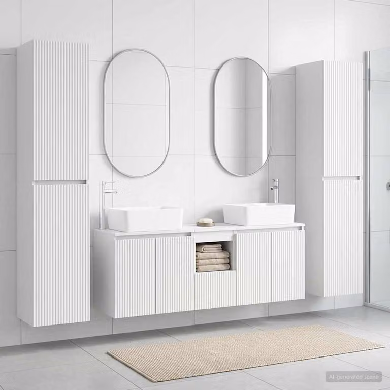 Set di mobili per il bagno moderno vidaXL in 5 pezzi bianco L/P/H: 33 x 34,5 x 160 cm