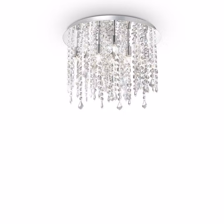 Plafoniera Classica Royal Metallo-Cristallo Cromo 8 Luci G9 3W 3000K Luce Calda