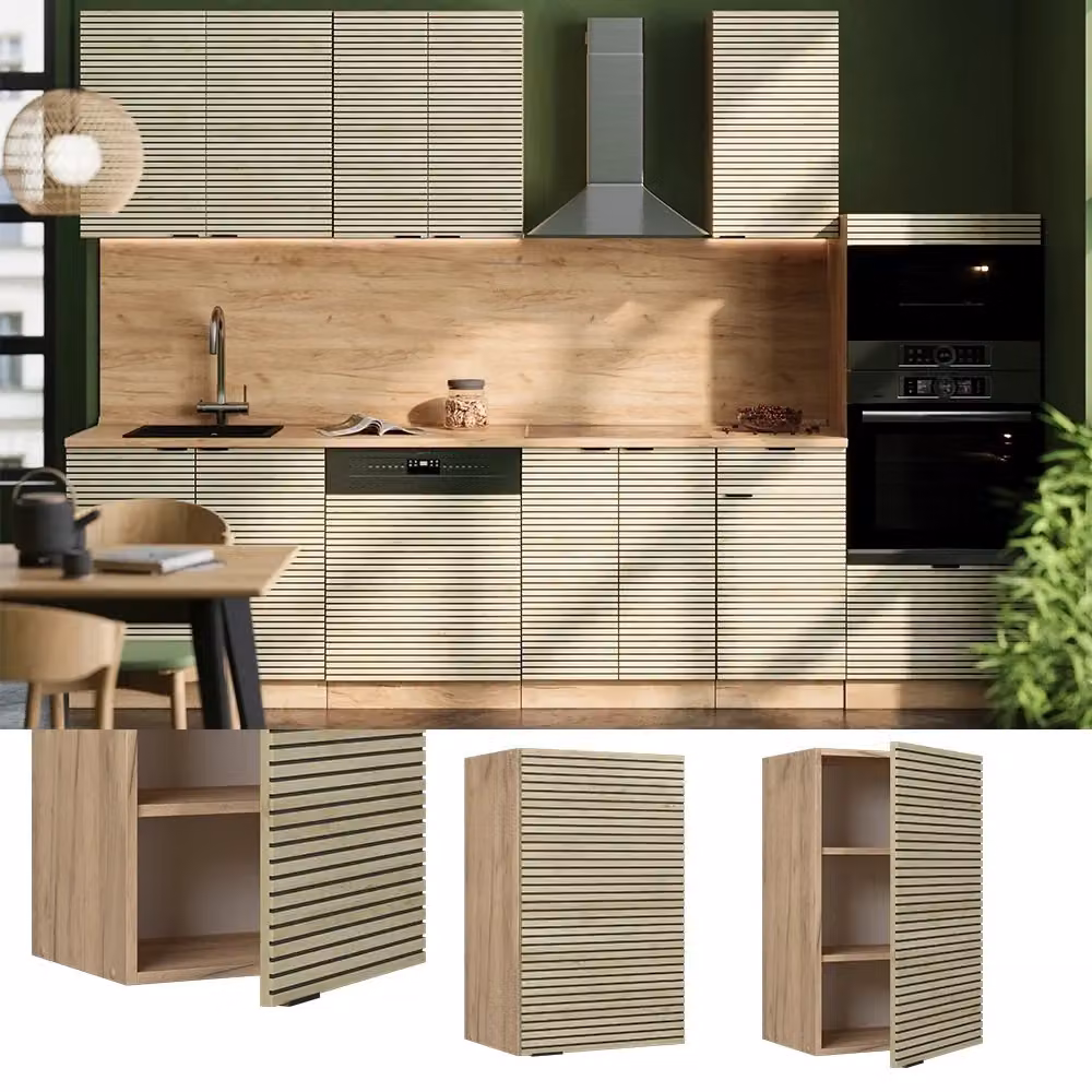 Pensile da cucina Vicco Fame-Line in rovere dorato con ante a battente, L: 45 cm – 2