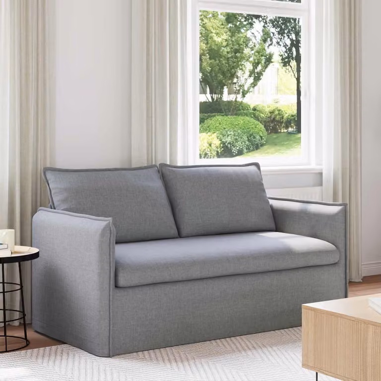 vidaXL Divano Moderno Grigio con Rivestimento in Tessuto e Struttura in Metallo L: 156 cm, P: 82 cm, H: 85 cm
