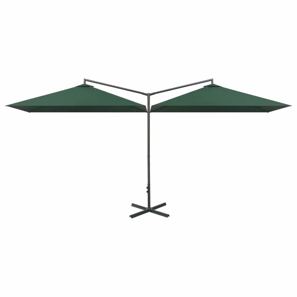 Ombrellone Doppio vidaXL Verde con Palo in Acciaio e Tessuto in Poliestere L: 600 cm, P: 300 cm, H: 260 cm – 2