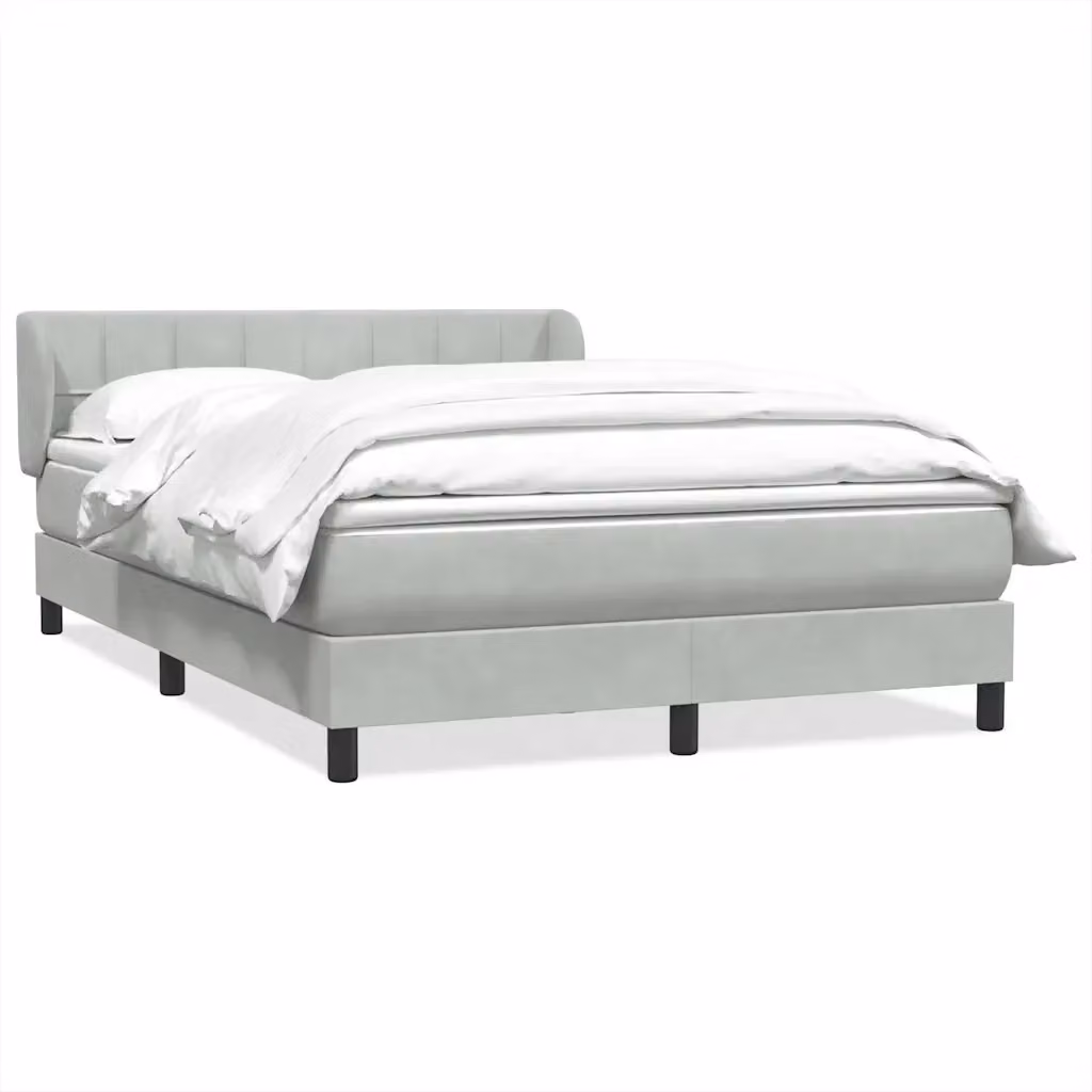 Letto con Giroletto a Molle e Materasso Ibrido vidaXL in Velluto Grigio e Bianco L/P/H: 163 x 213 x 88 cm – 2