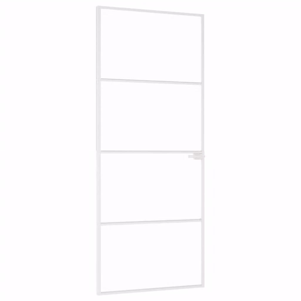 Porta Interna Bianca 83x201,5 cm Vetro Temperato Alluminio Slim