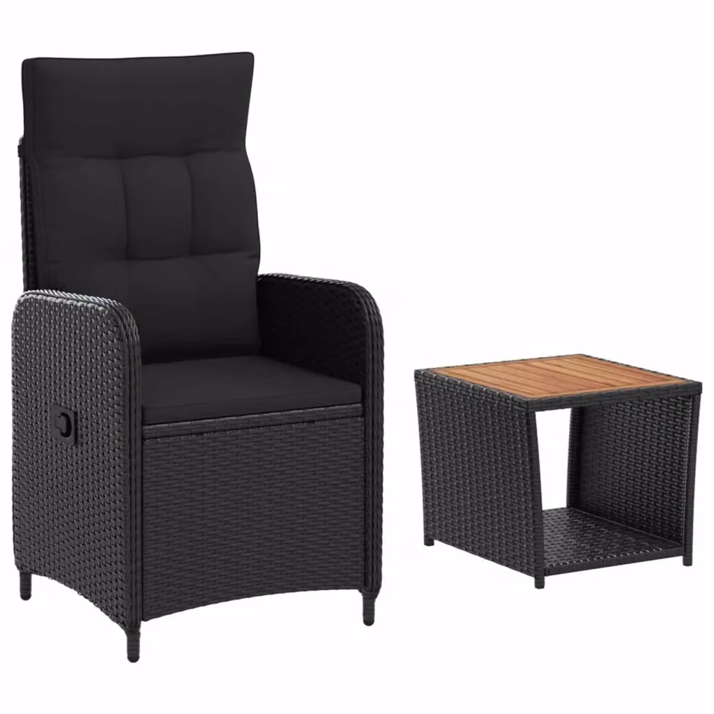 Set Lounge da Giardino Moderno vidaXL in Rattan e Metallo Nero 2 pz – 2