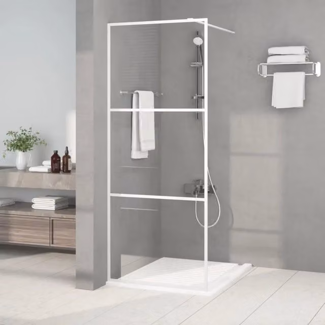 Parete Doccia Walk In vidaXL Bianca con Vetro Trasparente L: 80 cm, H: 195 cm – 1